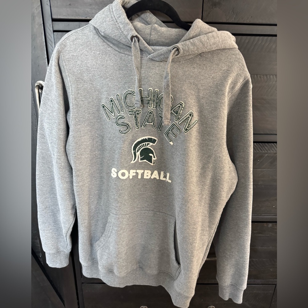 Gray Michigan State Softball Hoodie
